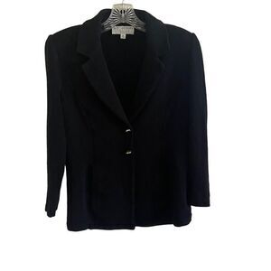 St. John Basics Santana Knit Black Blazer Size 8